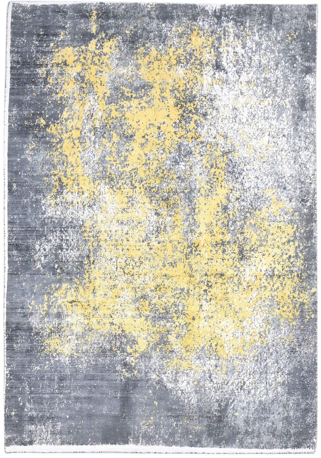 Art Silk Yellow Rug 5' X 7' Modern Hand Woven Indian Abstract Room Size Carpet 