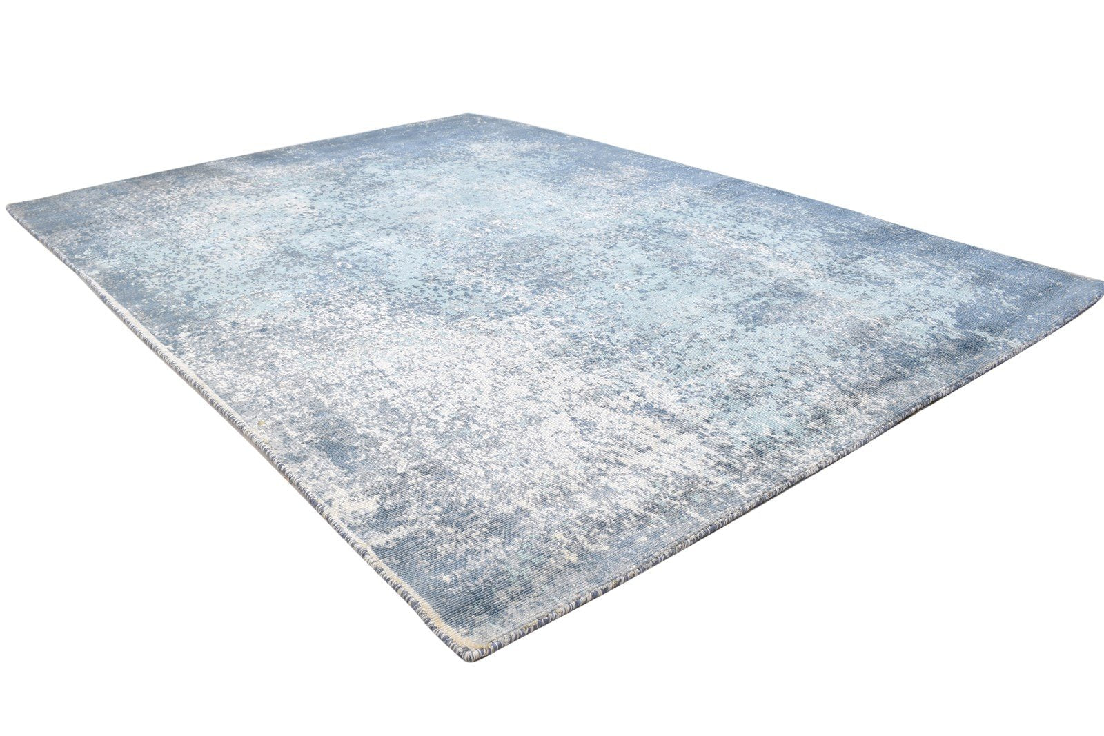 5' X 6' Rug Silk Blue Modern Handloom Indian Abstract Room Size Carpet 