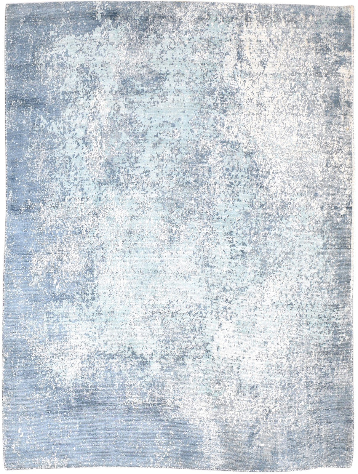 5' X 6' Rug Silk Blue Modern Handloom Indian Abstract Room Size Carpet 