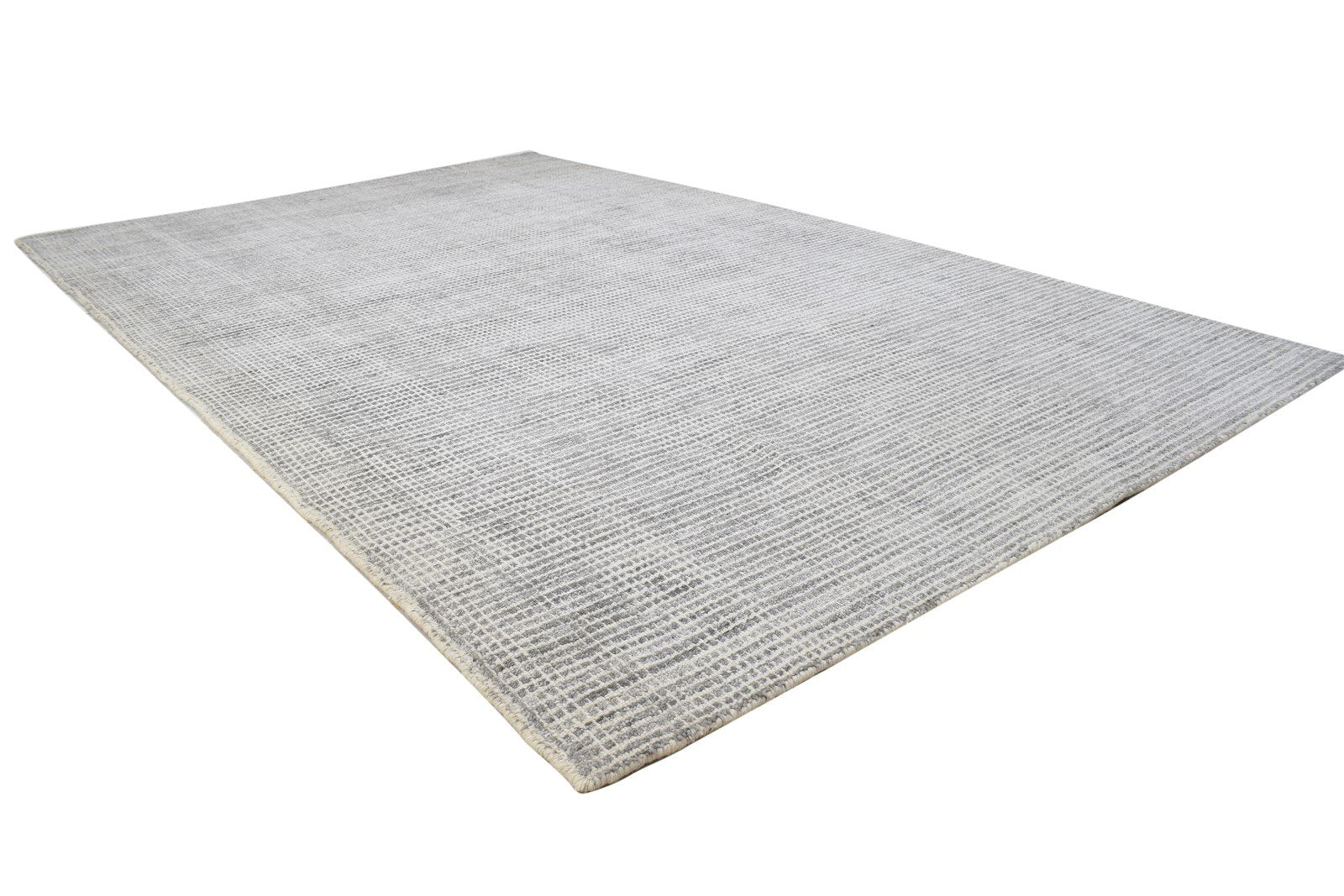 5X8 Rug Wool / Silk Grey Modern Handloom Scandinavian Solid Room Size Carpet 