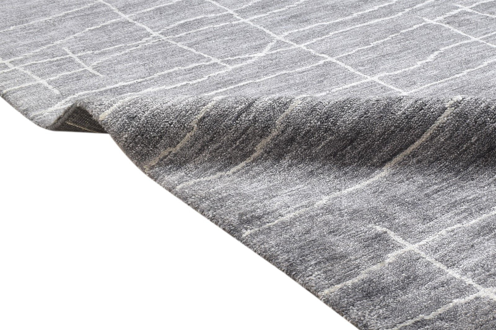 Charcoal Silk Rug 5X6 Modern Handloom Scandinavian Abstract Room Size Carpet 