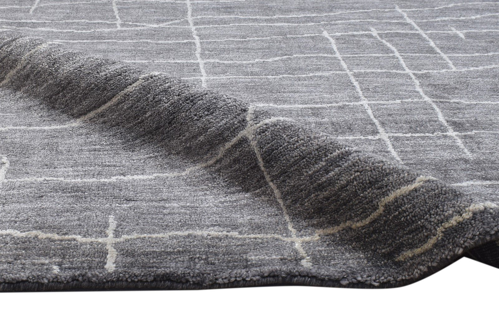 Charcoal Silk Rug 5X6 Modern Handloom Scandinavian Abstract Room Size Carpet 