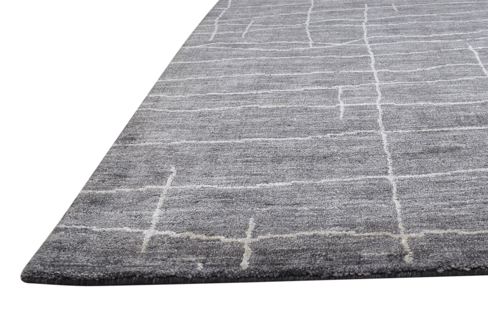 Charcoal Silk Rug 5X6 Modern Handloom Scandinavian Abstract Room Size Carpet 