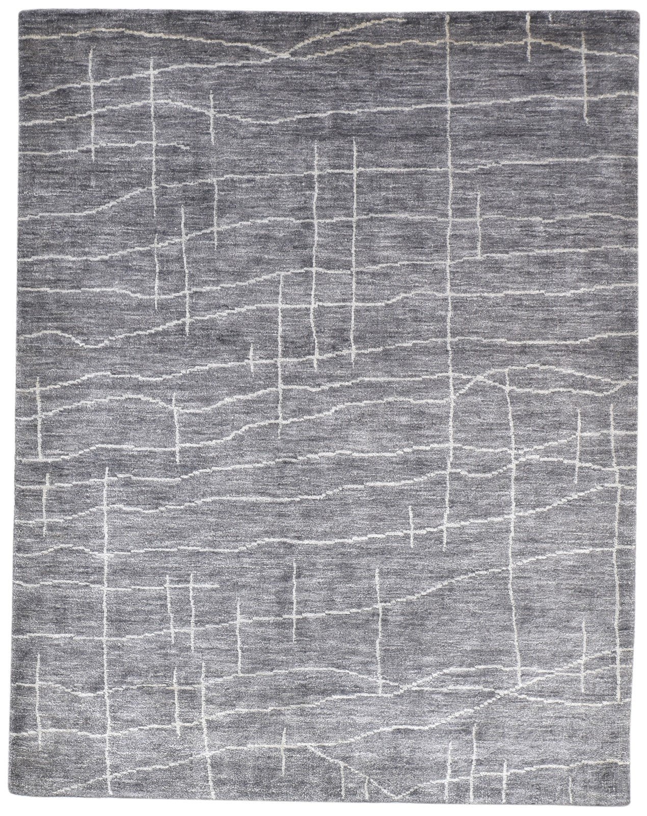 Charcoal Silk Rug 5X6 Modern Handloom Scandinavian Abstract Room Size Carpet 