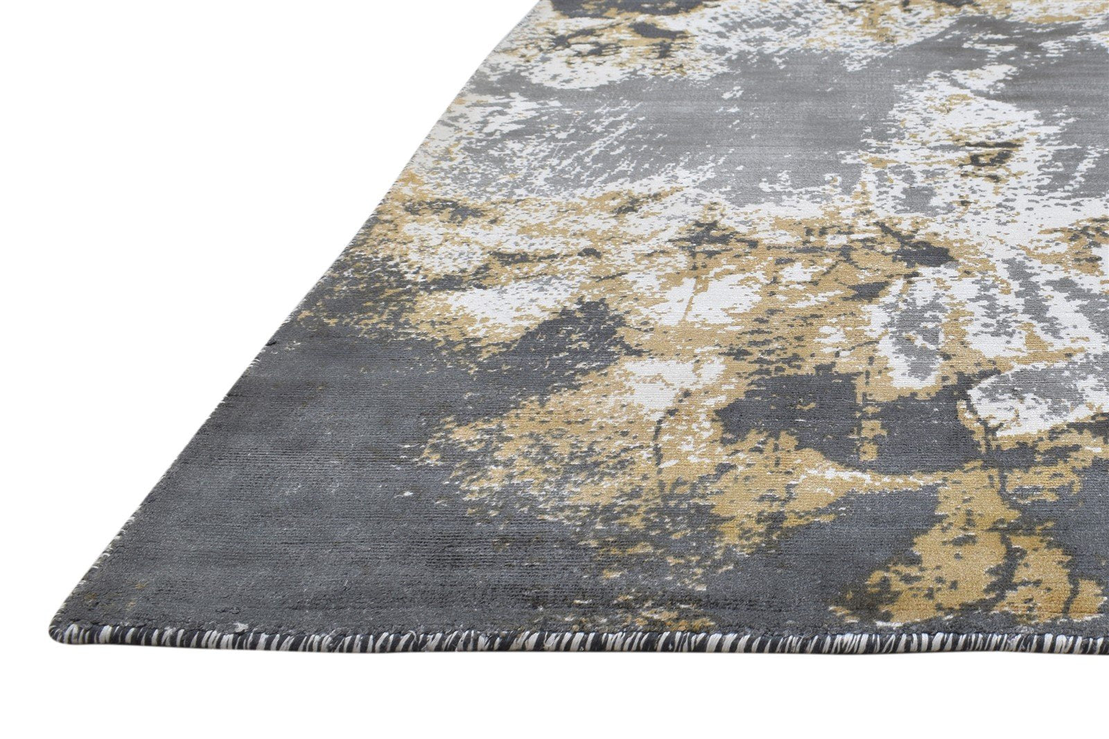 4' X 6' Rug Silk Dark Grey Modern Hand Woven Indian Abstract Room Size Carpet 