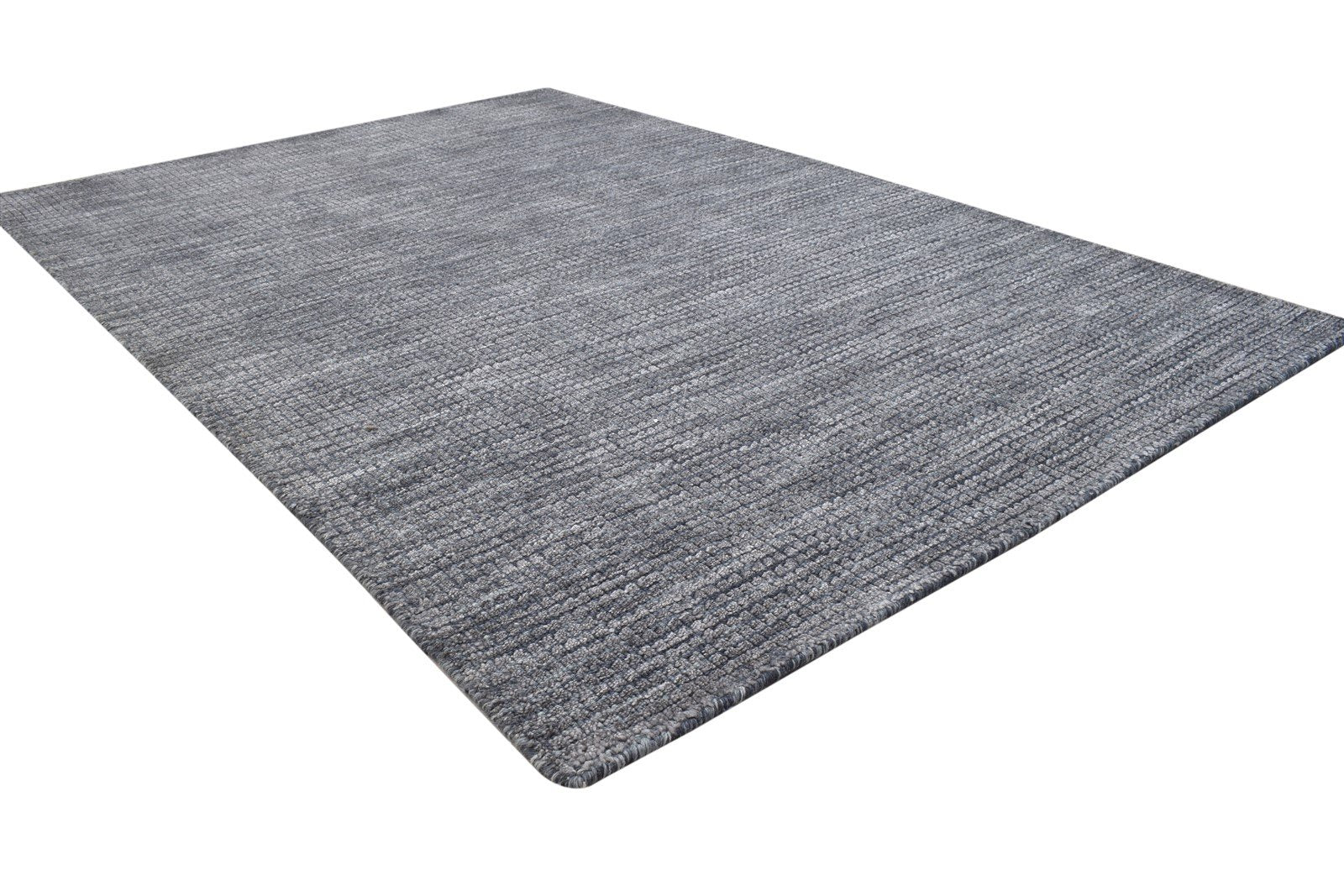 Charcoal Wool / Silk Rug 4X6 Modern Handloom Scandinavian Solid Room Size 