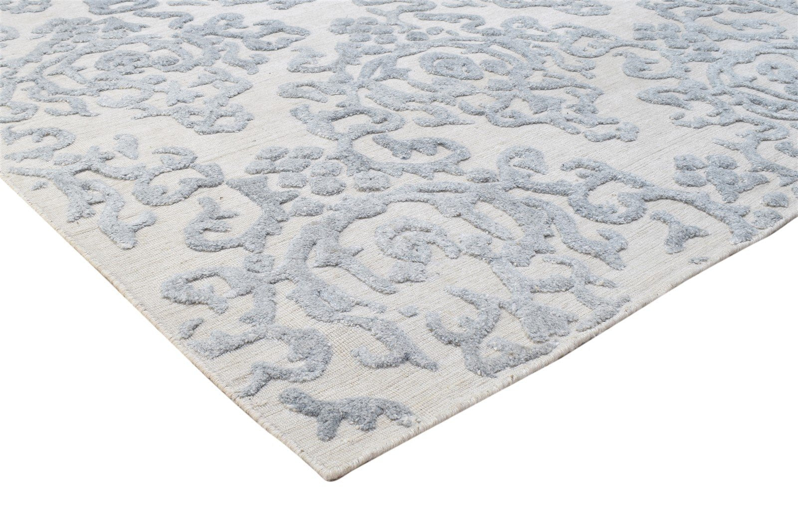 Handloom Grey Polypropylene Rug 5' X 8' Modern French Damask Room Size Carpet 