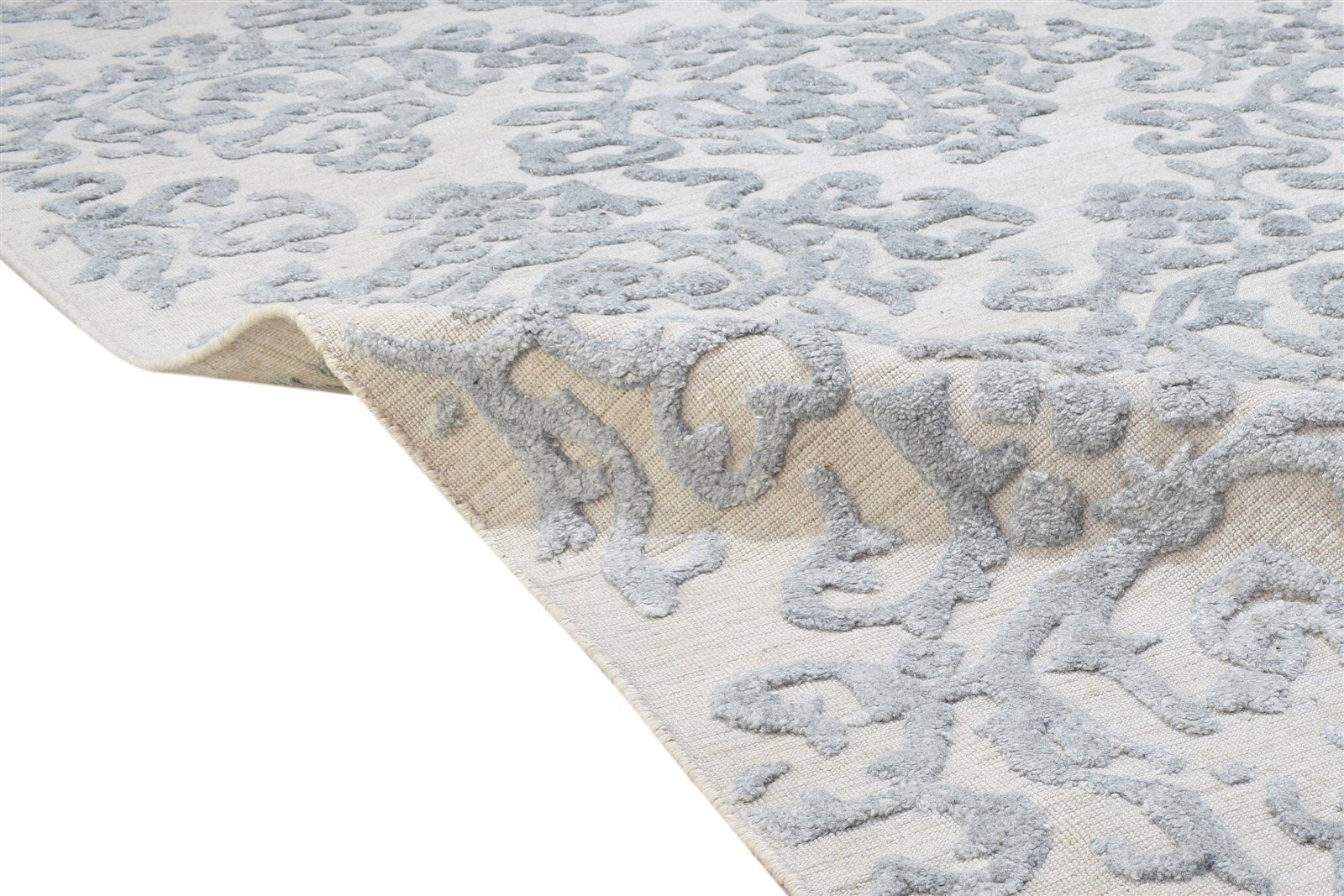 Handloom Grey Polypropylene Rug 5' X 8' Modern French Damask Room Size Carpet  Area Rug 