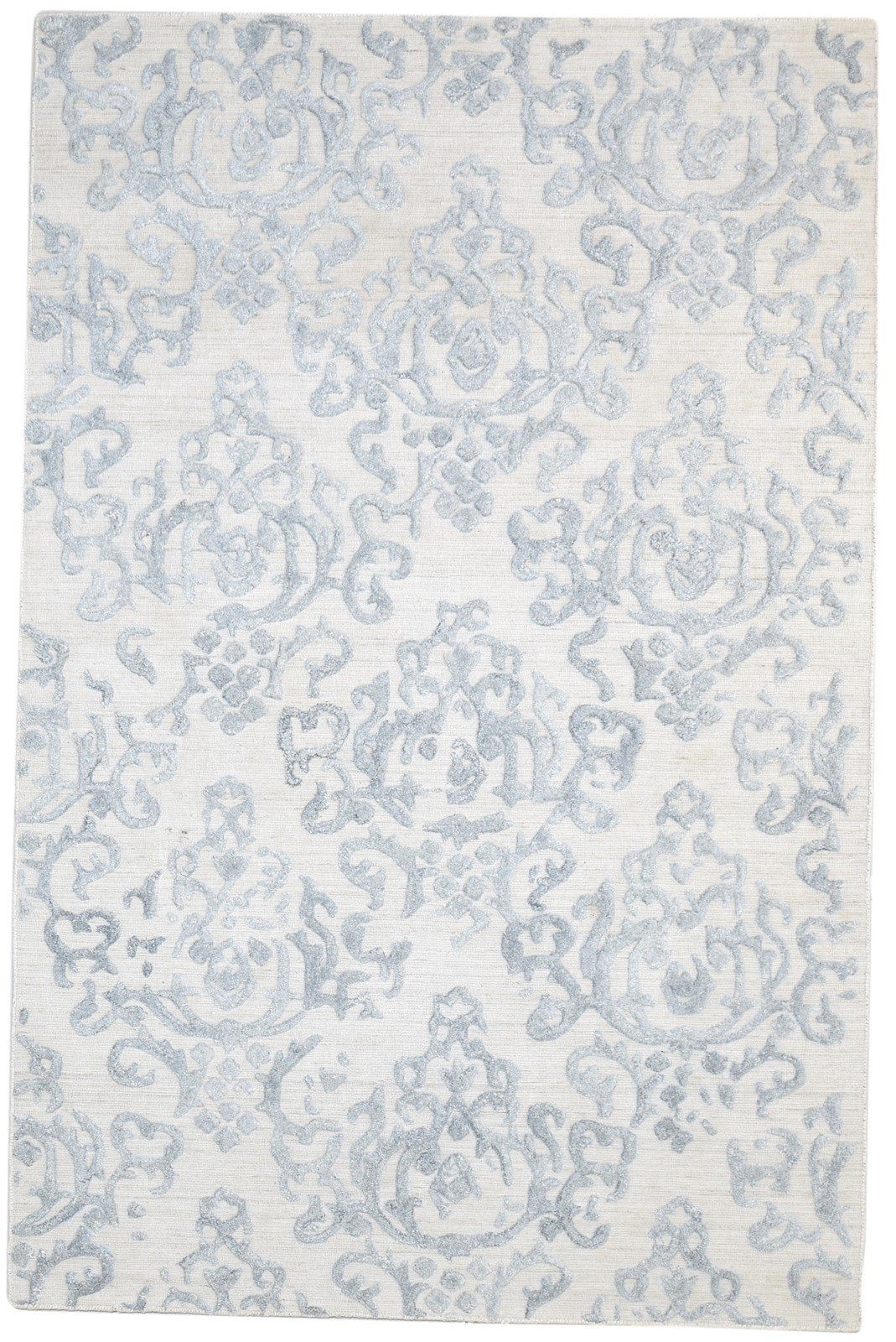 Handloom Grey Polypropylene Rug 5' X 8' Modern French Damask Room Size Carpet 