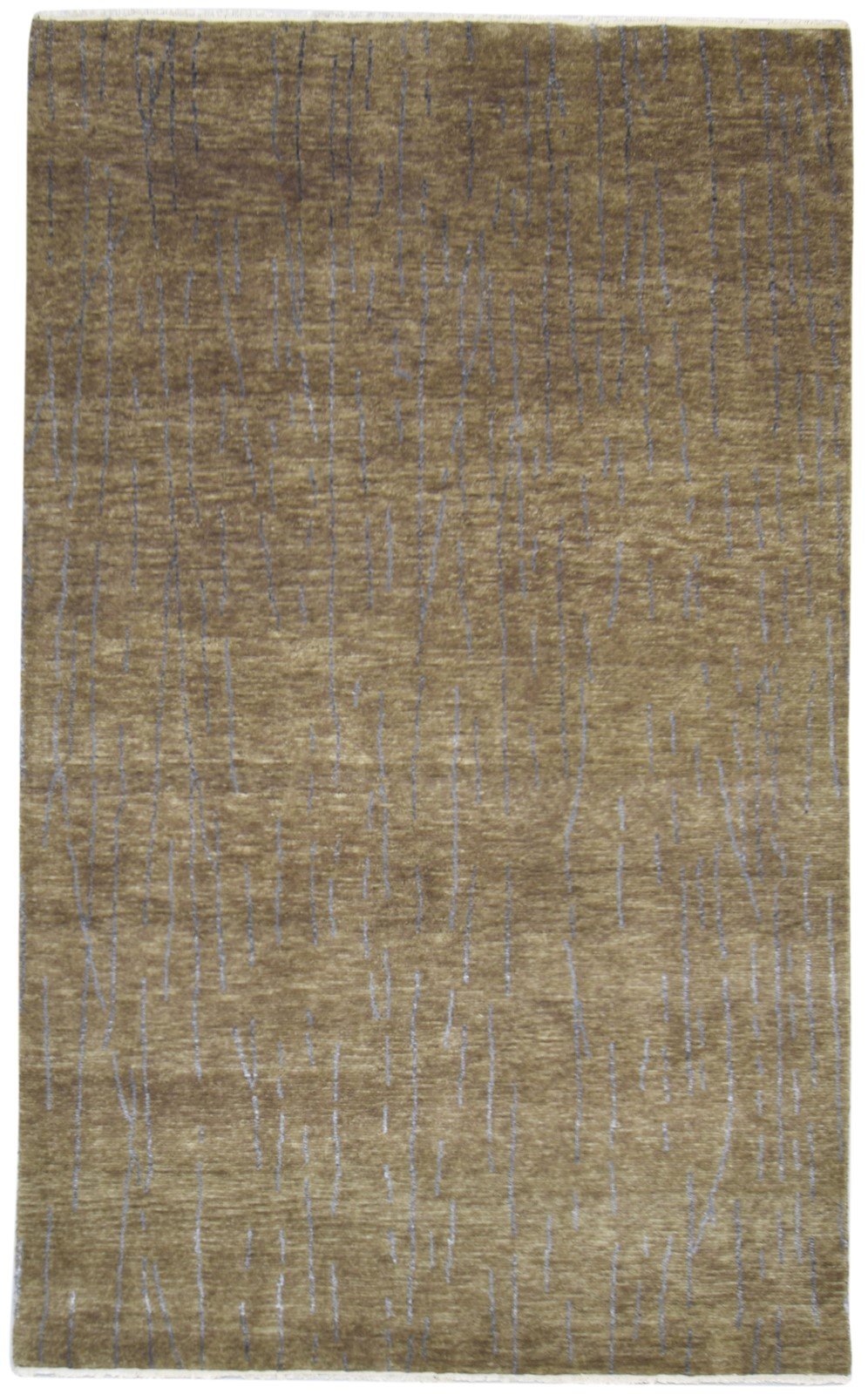 Brown Wool / Silk Rug 5X8 Modern Hand Knotted Scandinavian Abstract Room Size 