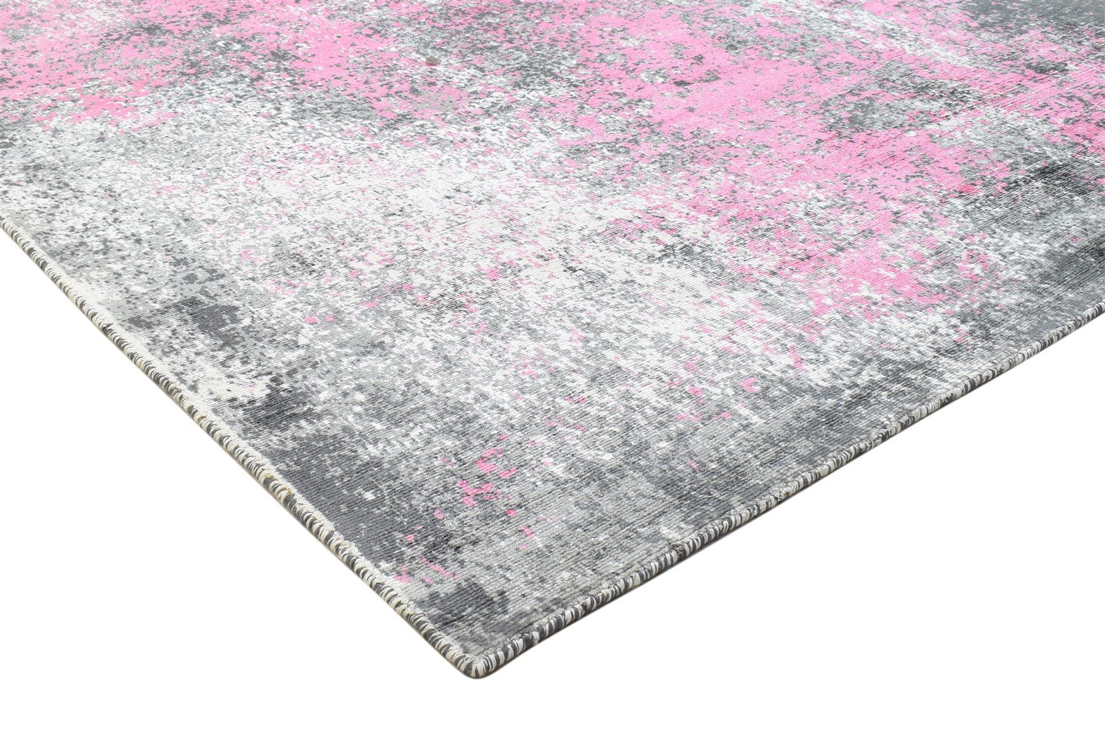 Silk Pink Rug 5' X 6' Modern Hand Woven Indian Abstract Room Size Carpet 