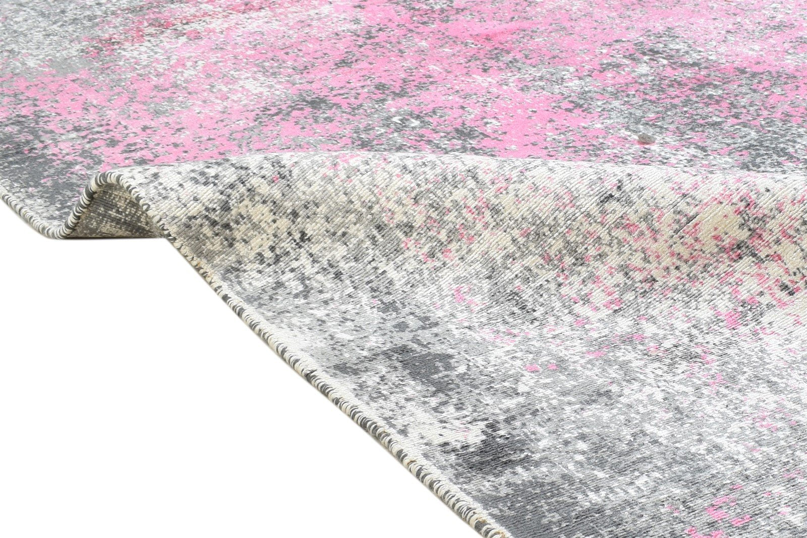 Silk Pink Rug 5' X 6' Modern Hand Woven Indian Abstract Room Size Carpet 