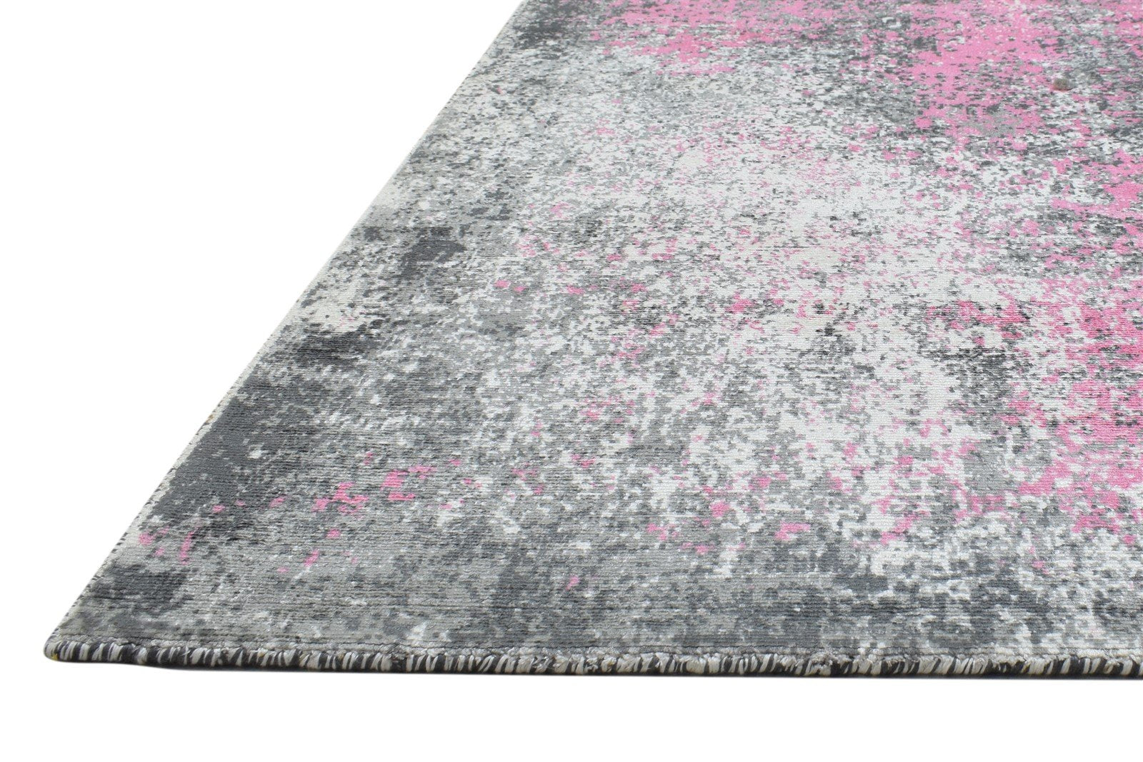 Silk Pink Rug 5' X 6' Modern Hand Woven Indian Abstract Room Size Carpet 