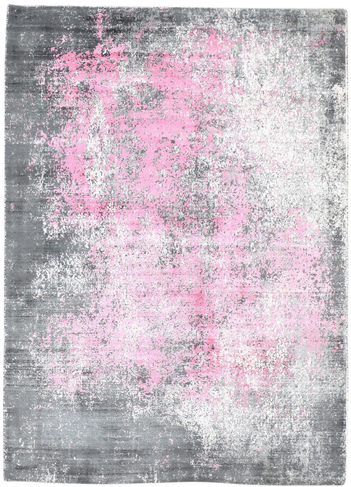 Silk Pink Rug 5' X 6' Modern Hand Woven Indian Abstract Room Size Carpet 