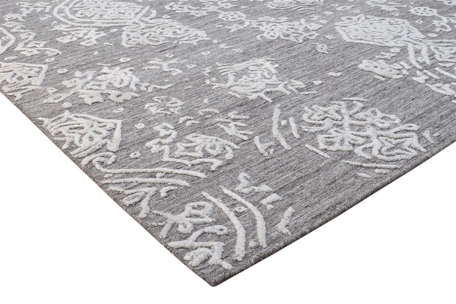 Handloom Grey Polypropylene Rug 5' X 8' Modern French Abstract Room Size Carpet 