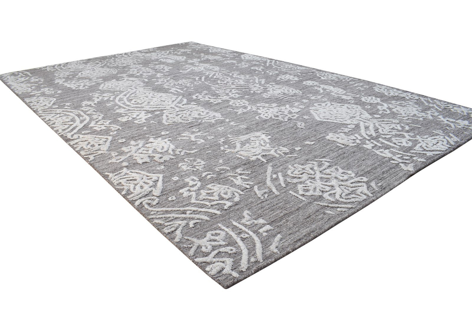 Handloom Grey Polypropylene Rug 5' X 8' Modern French Abstract Room Size Carpet 