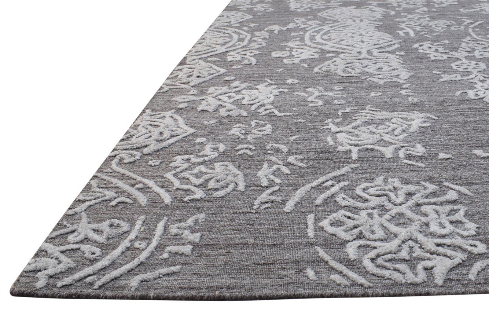 Handloom Grey Polypropylene Rug 5' X 8' Modern French Abstract Room Size Carpet 