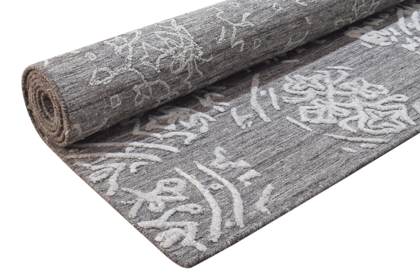 Handloom Grey Polypropylene Rug 5' X 8' Modern French Abstract Room Size Carpet 