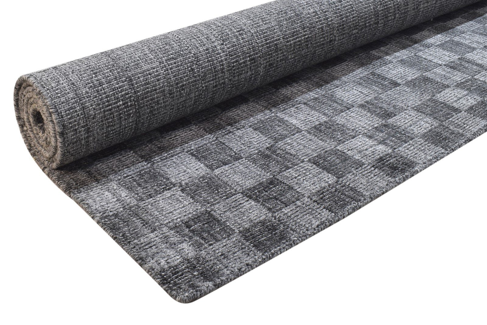 5X8 Rug Wool / Silk Charcoal Modern Handloom Scandinavian Geometric Room Size 