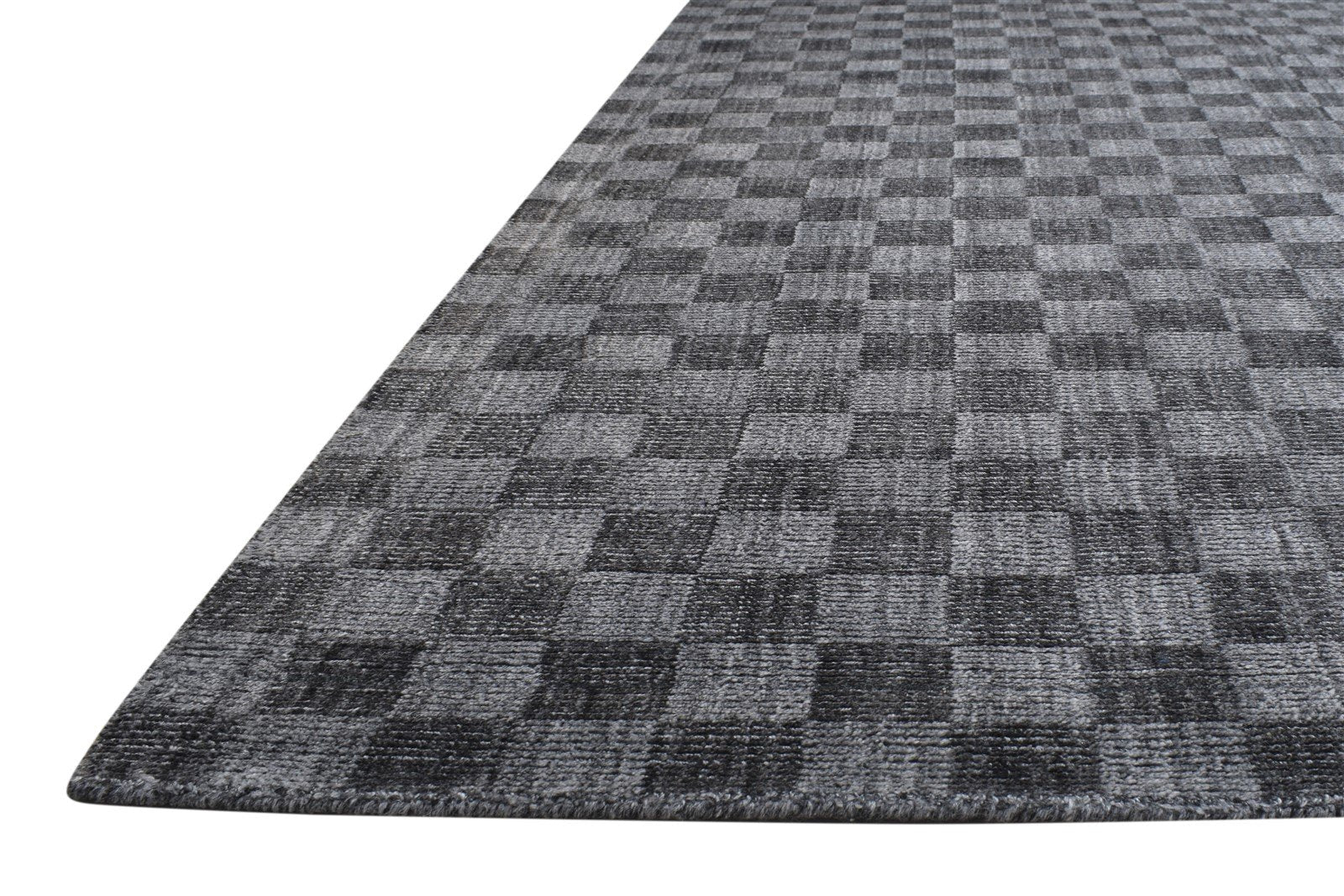 5X8 Rug Wool / Silk Charcoal Modern Handloom Scandinavian Geometric Room Size 