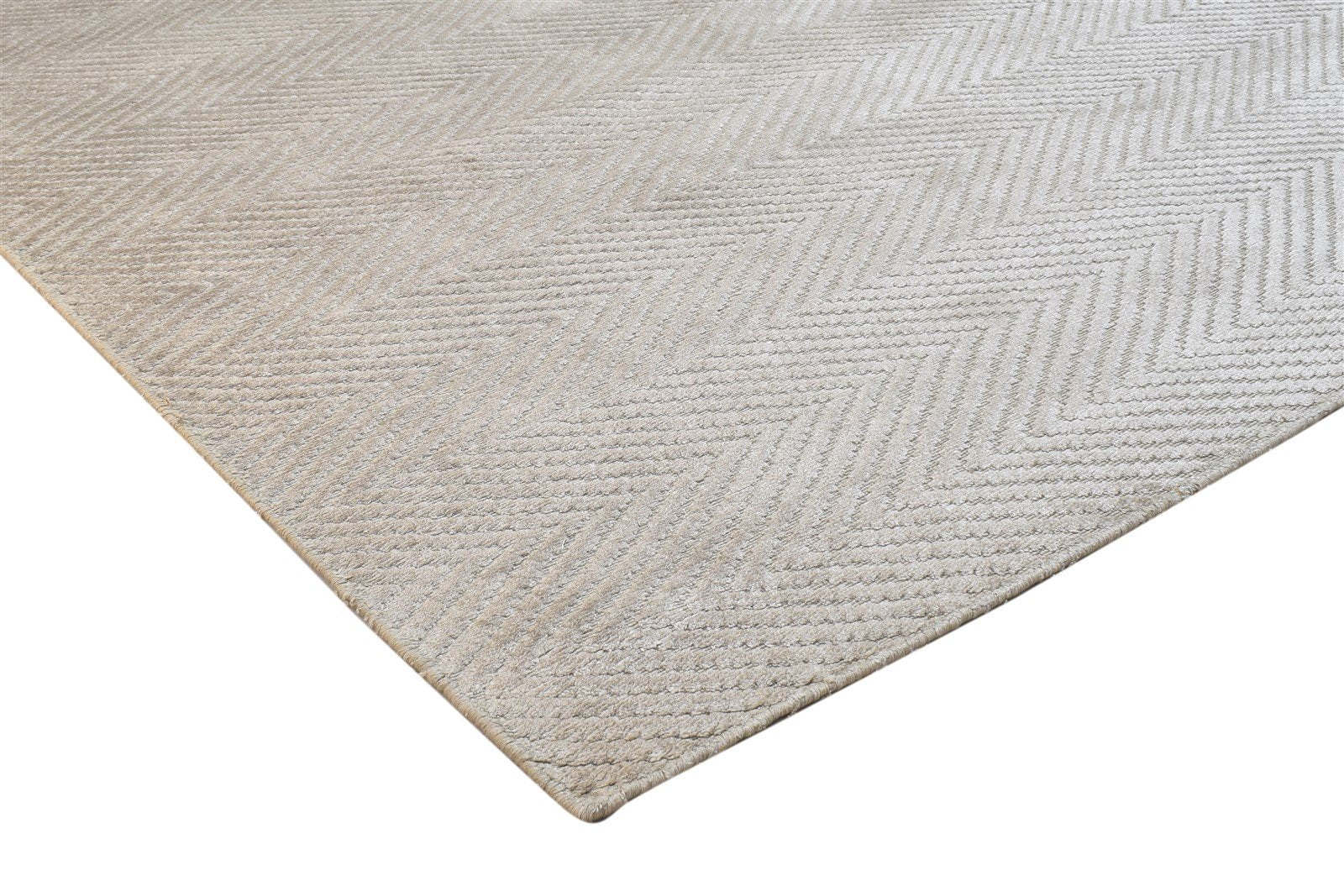 Beige Silk Rug 5' X 8' Modern Handloom Scandinavian Diamond Room Size Carpet 