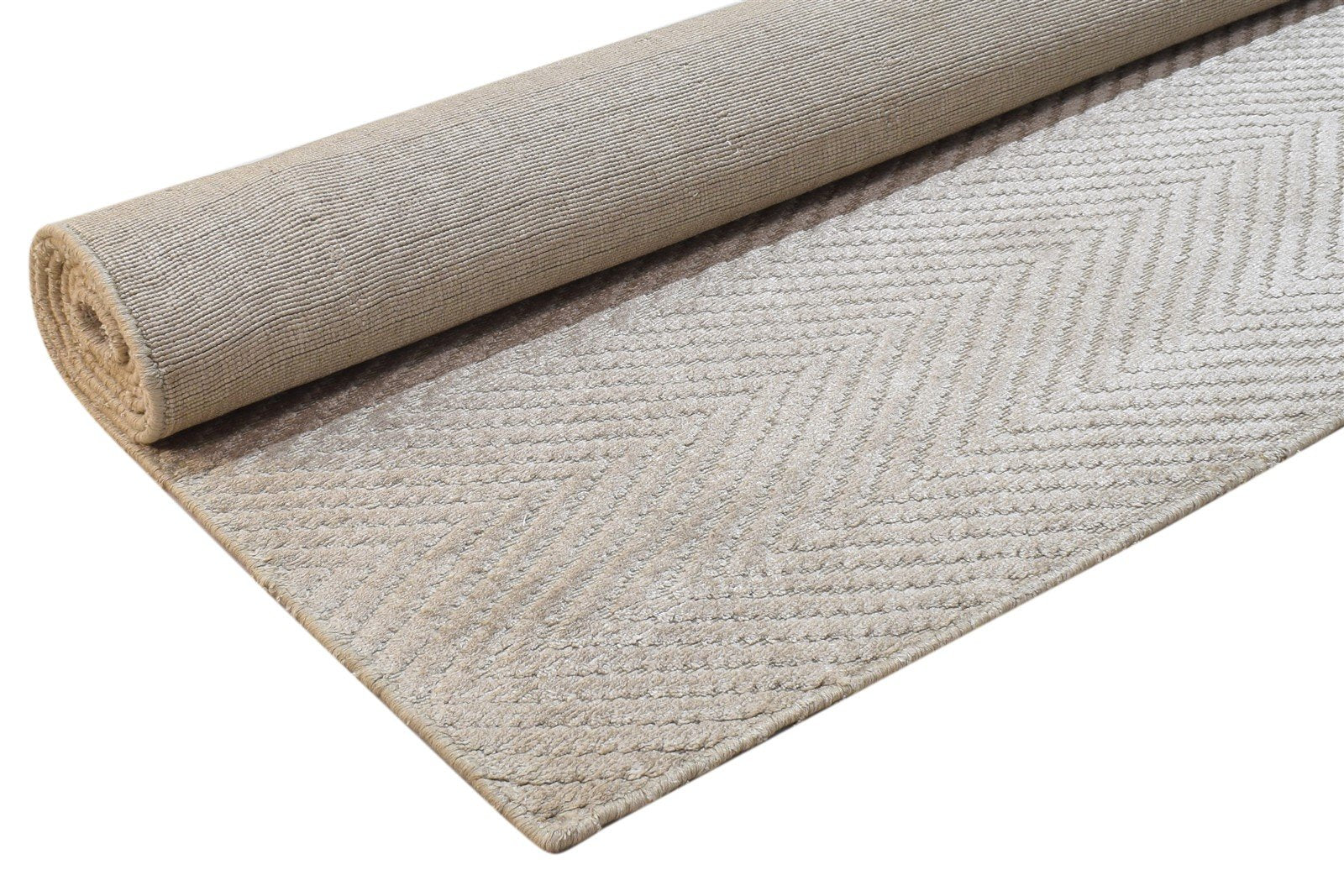 Beige Silk Rug 5' X 8' Modern Handloom Scandinavian Diamond Room Size Carpet 