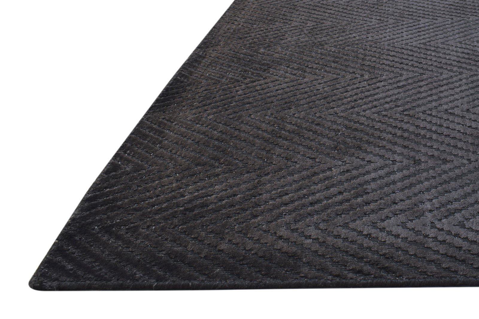 Handloom Charcoal Silk Rug 5' X 8' Modern Scandinavian Diamond Room Size Carpet 