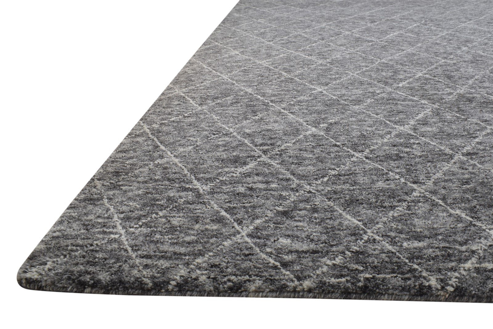 5' X 8' Rug Wool Dark Grey Modern Hand Woven Moroccan Diamond Room Size Carpet 