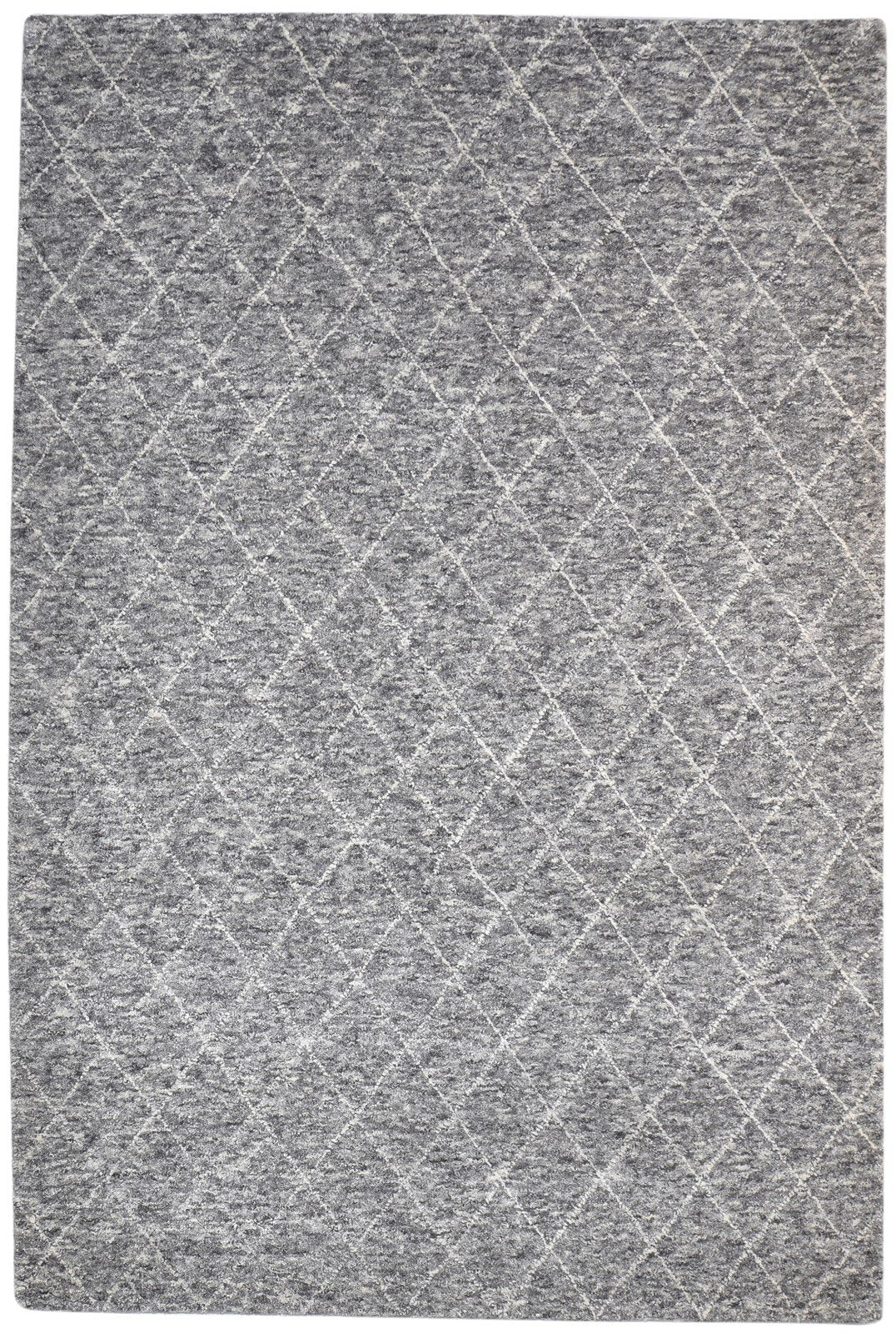 5' X 8' Rug Wool Dark Grey Modern Hand Woven Moroccan Diamond Room Size Carpet 