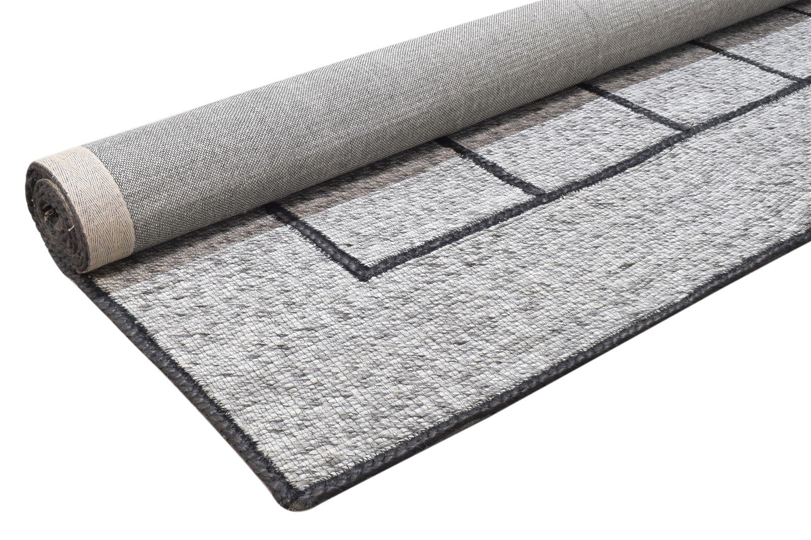 Grey Pet Yarn Rug 5X7 Modern Jacquard Loom Scandinavian Geometric Room Size 