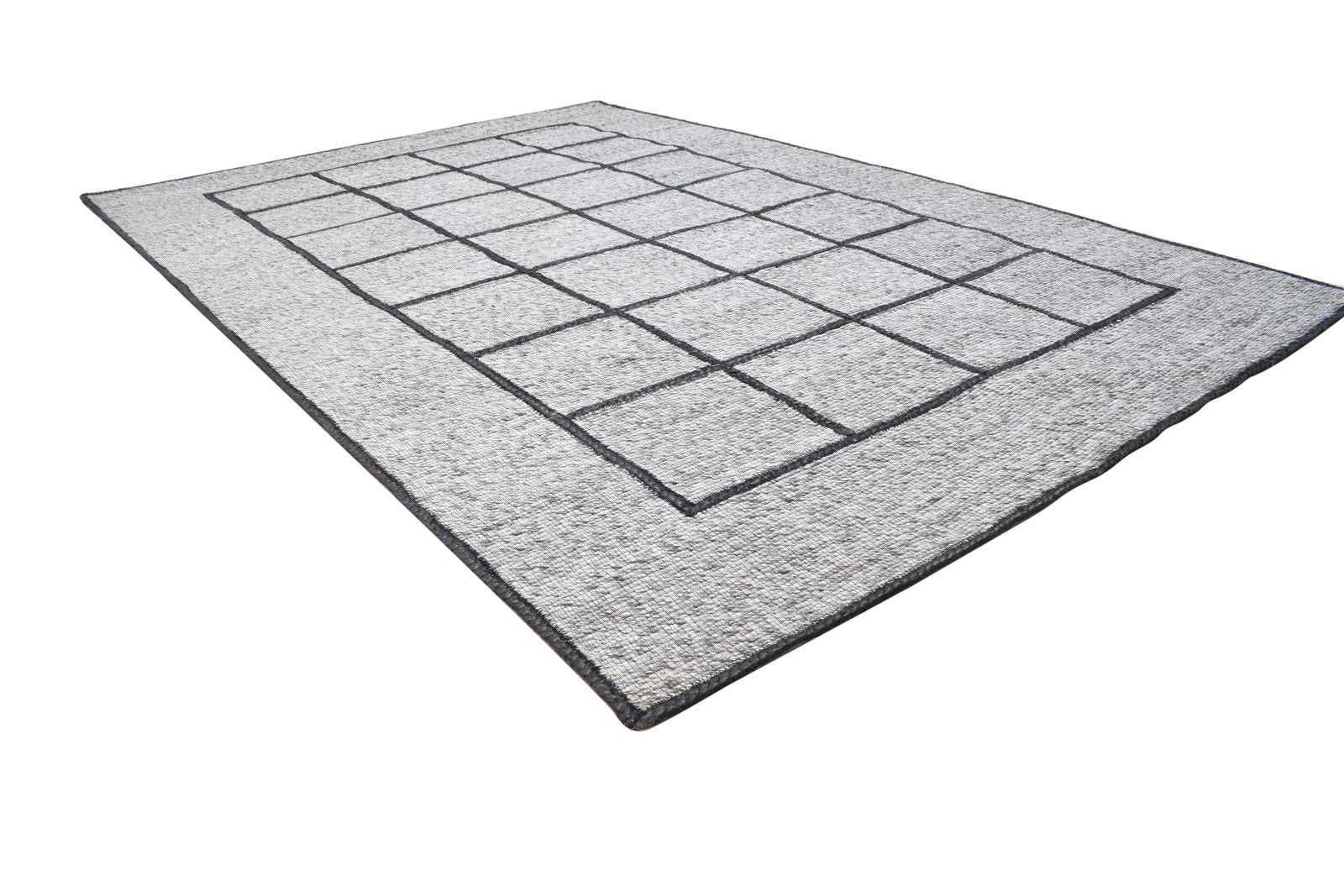 Grey Pet Yarn Rug 5X7 Modern Jacquard Loom Scandinavian Geometric Room Size 