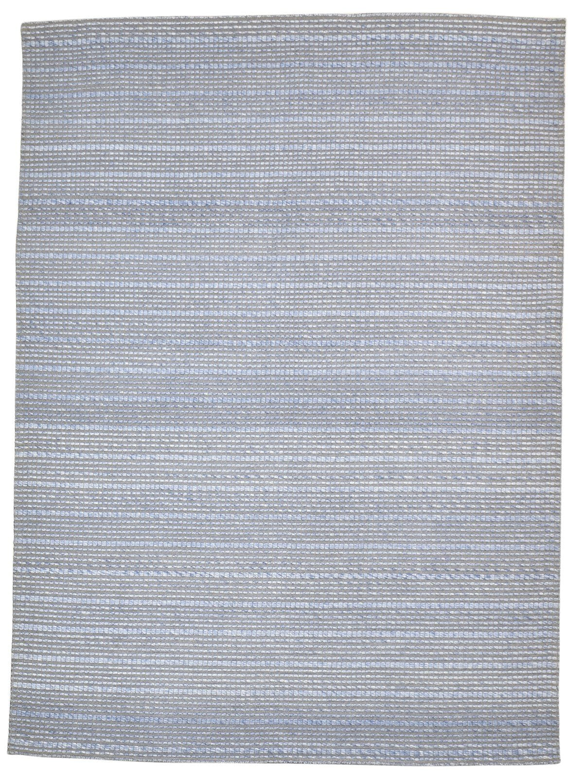 Wool Grey Rug 5' X 7' Modern Jacquard Loom Scandinavian Striped Room Size Carpet 