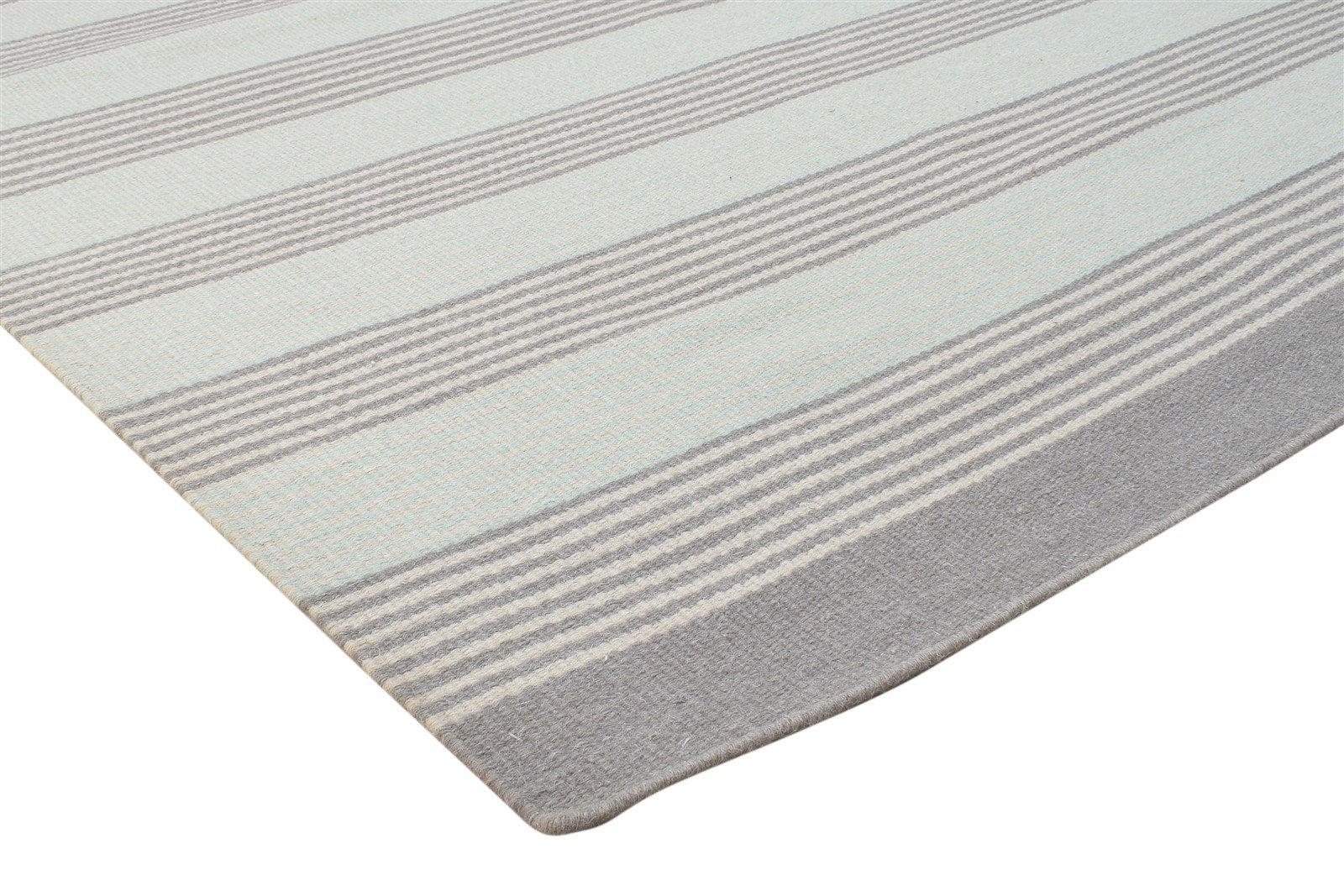 Dhurrie Grey Wool Rug 5' X 8' Modern Scandinavian Striped Room Size Carpet 