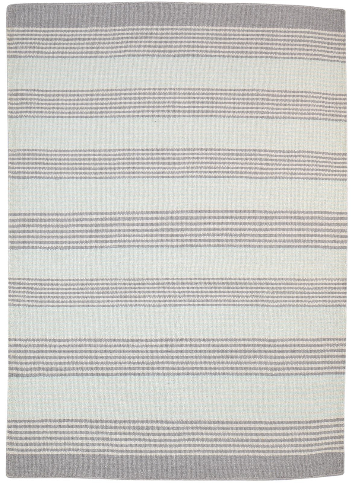 Dhurrie Grey Wool Rug 5' X 8' Modern Scandinavian Striped Room Size Carpet 