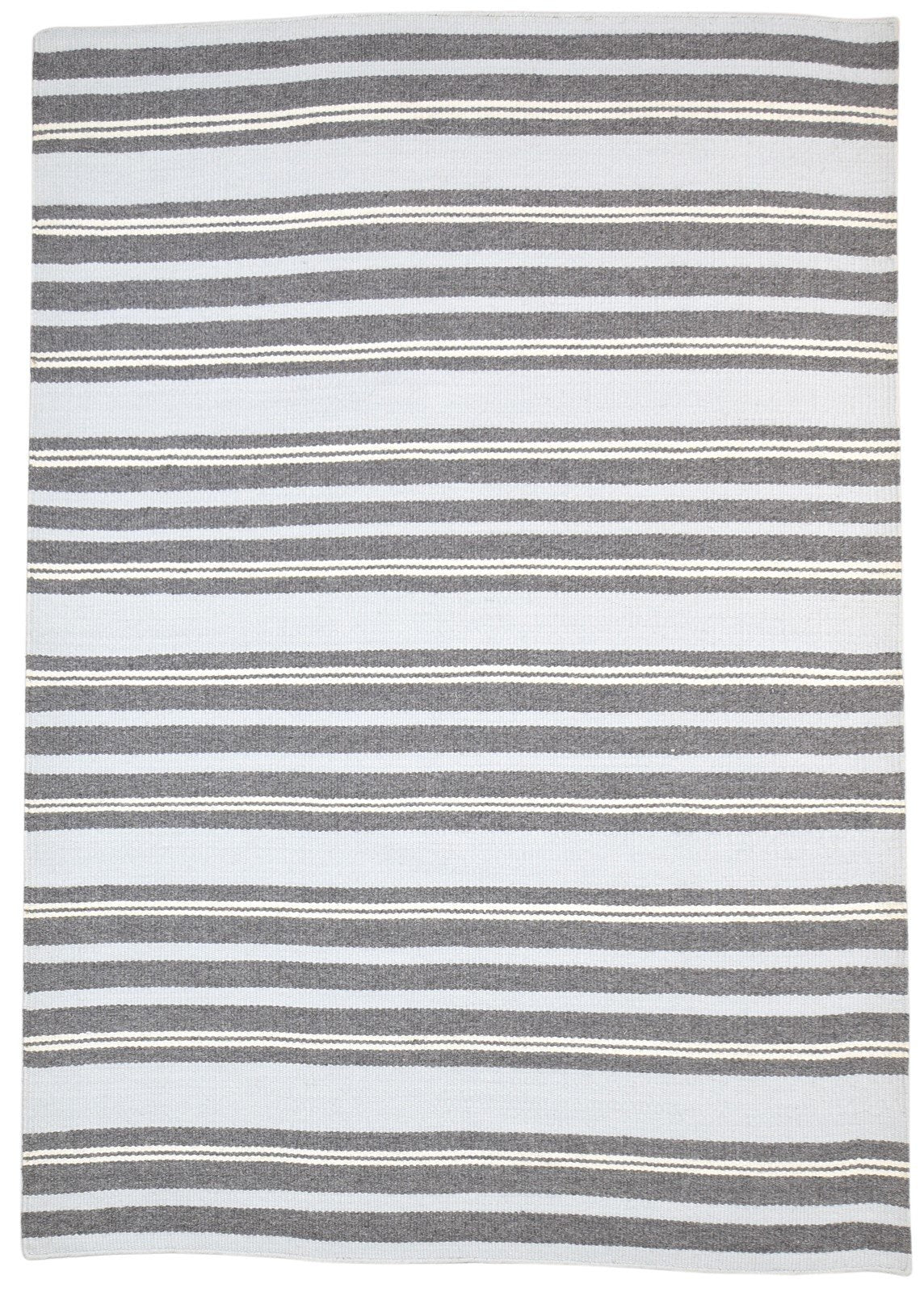 Wool Grey Rug 5' X 8' Modern Dhurrie Scandinavian Striped Room Size Carpet 