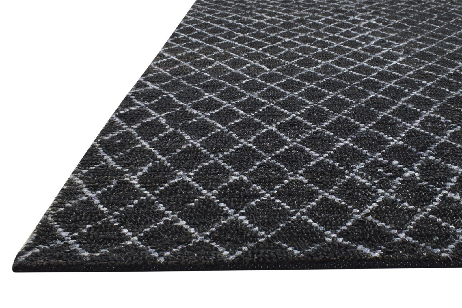 5' X 7' Rug Jute Black Modern Hand Woven Moroccan Diamond Room Size Carpet 