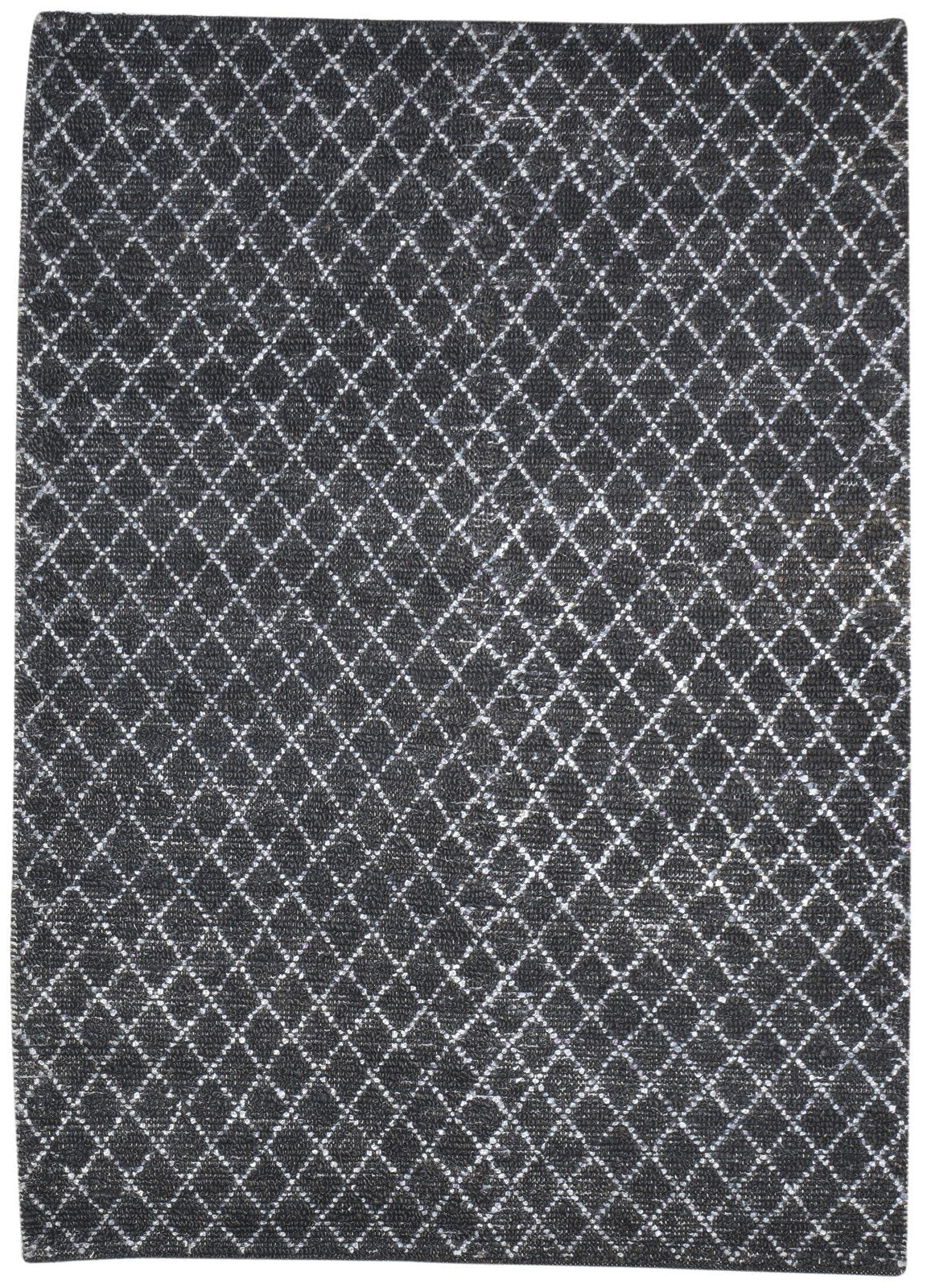 5' X 7' Rug Jute Black Modern Hand Woven Moroccan Diamond Room Size Carpet 