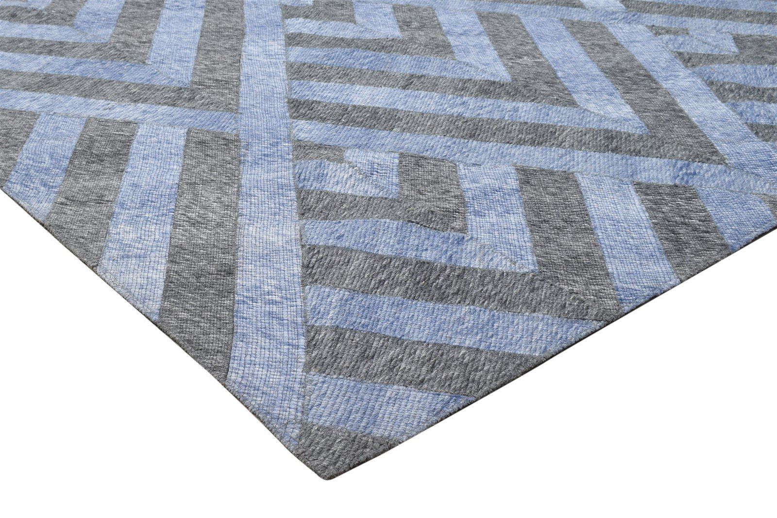 Wool Blue Rug 5' X 7' Modern Jacquard Loom Moroccan Geometric Room Size Carpet 