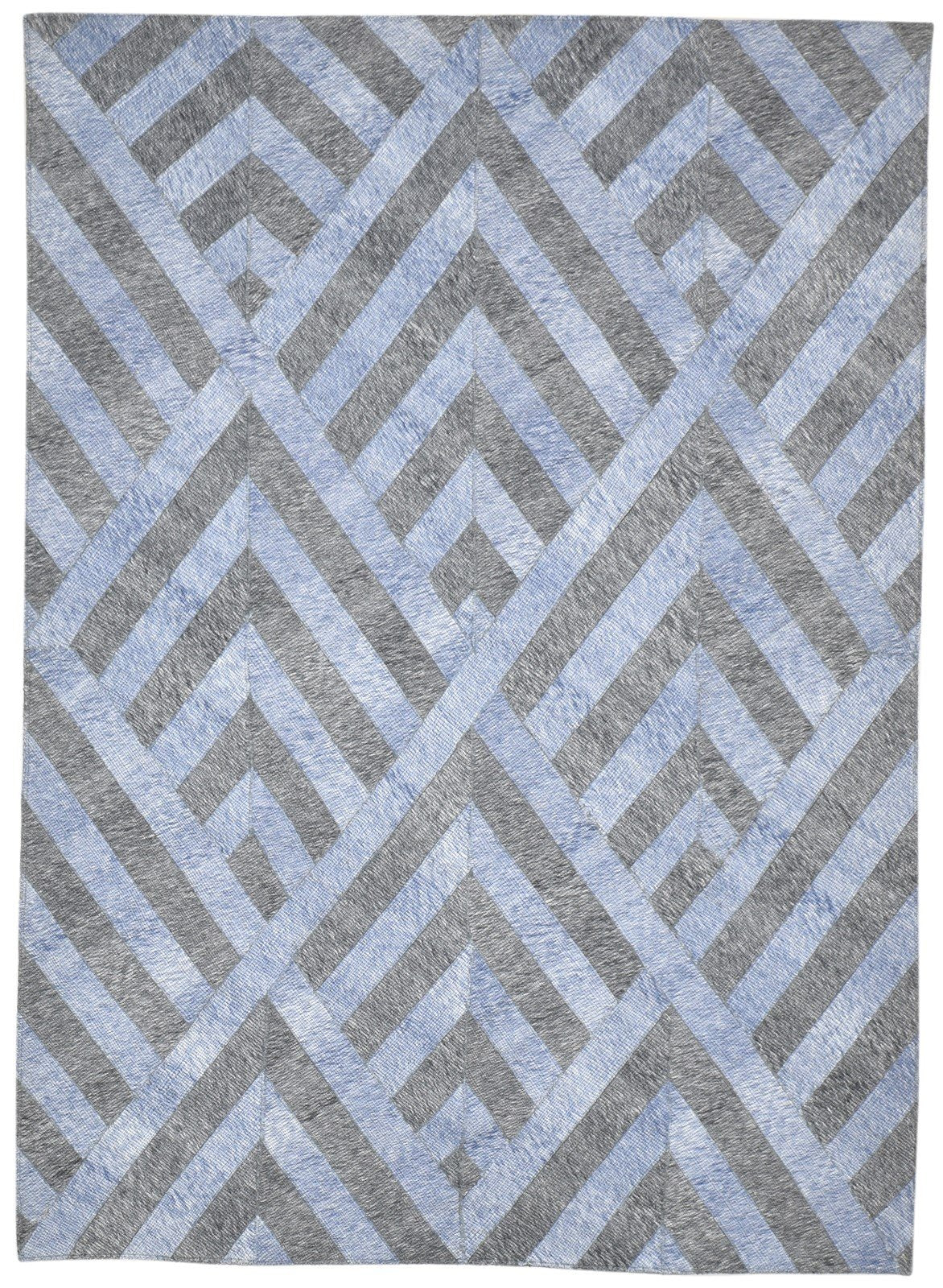 Wool Blue Rug 5' X 7' Modern Jacquard Loom Moroccan Geometric Room Size Carpet 