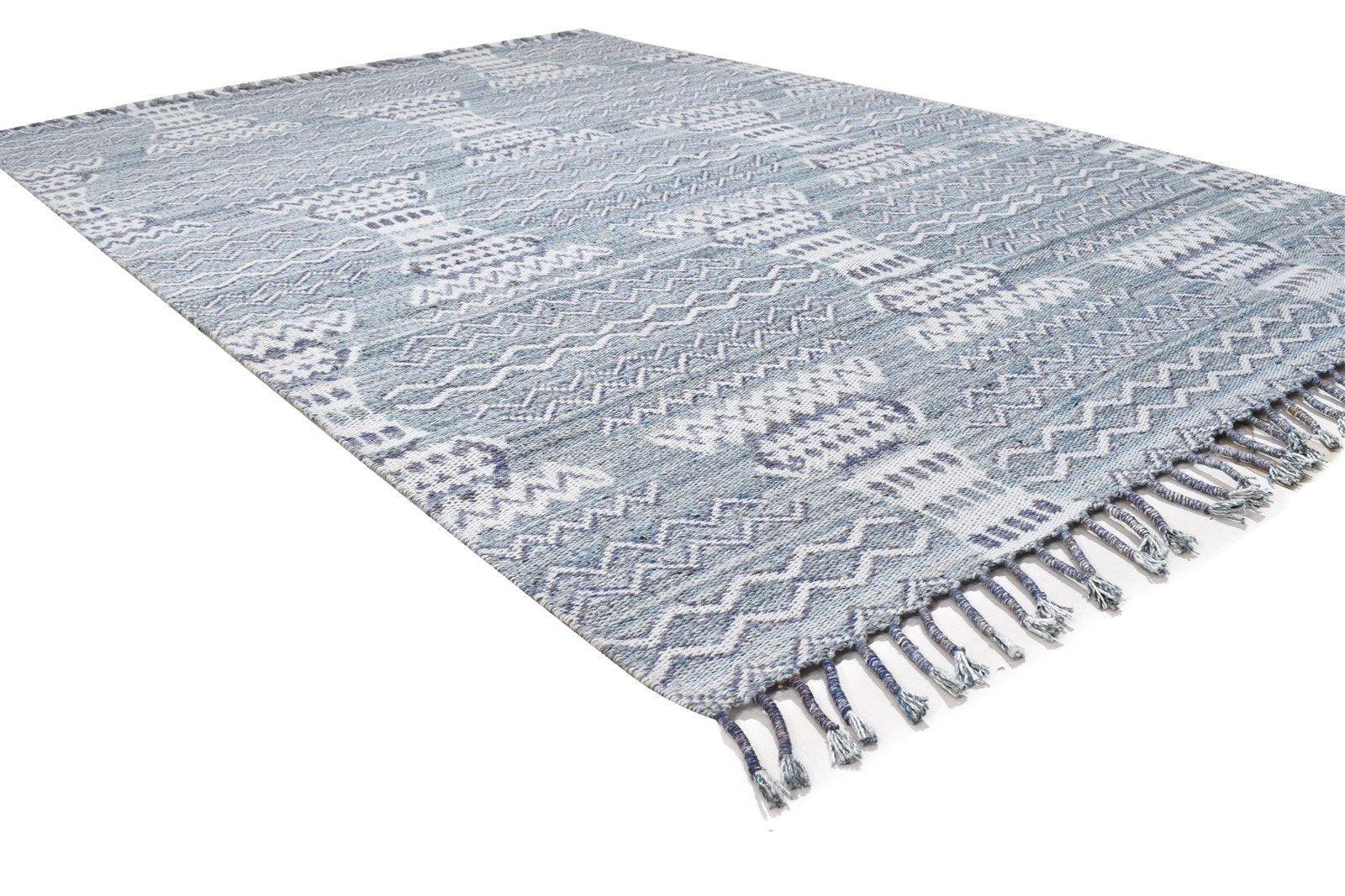 Grey Pet Yarn Rug 5X8 Modern Jacquard Loom Moroccan Abstract Room Size Carpet 