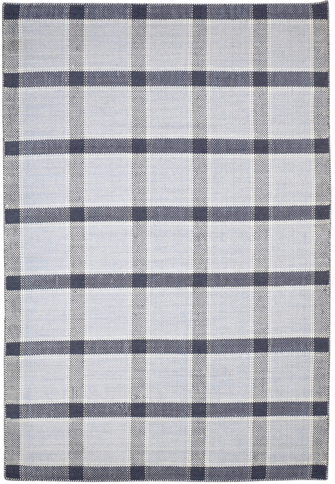 Dhurrie Grey Wool Rug 5' X 8' Modern Scandinavian Plaids Room Size Carpet 