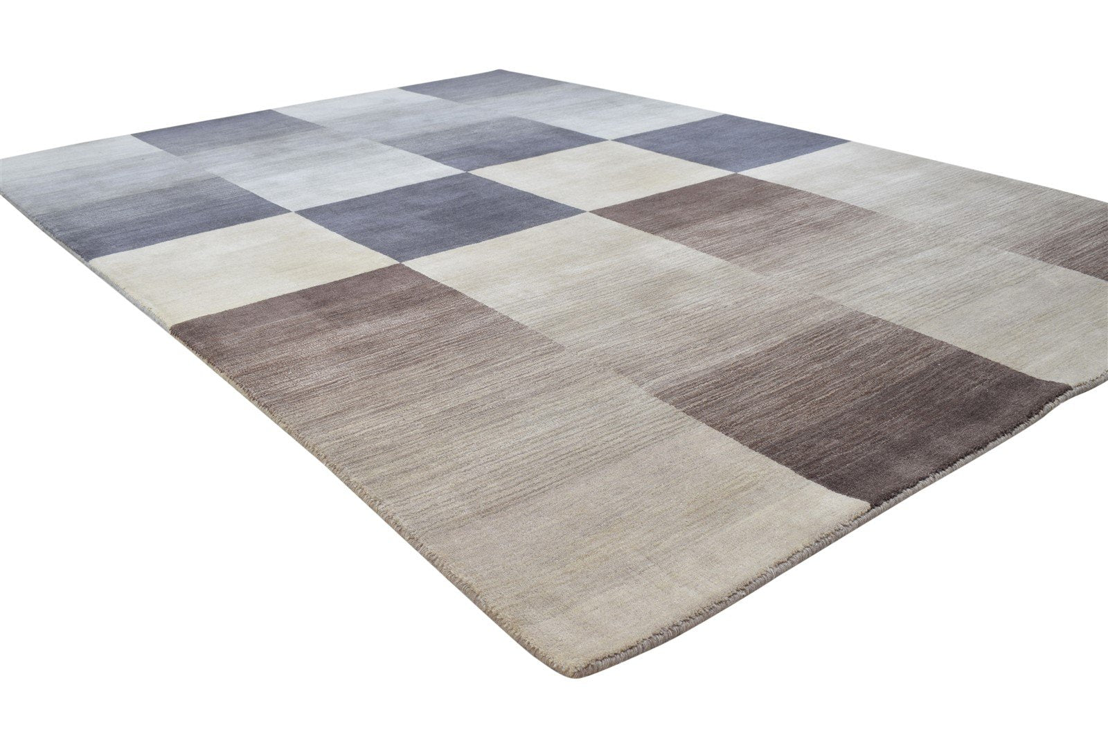 Dark Grey Wool Rug 5X8 Modern Handloom Scandinavian Geometric Room Size Carpet 