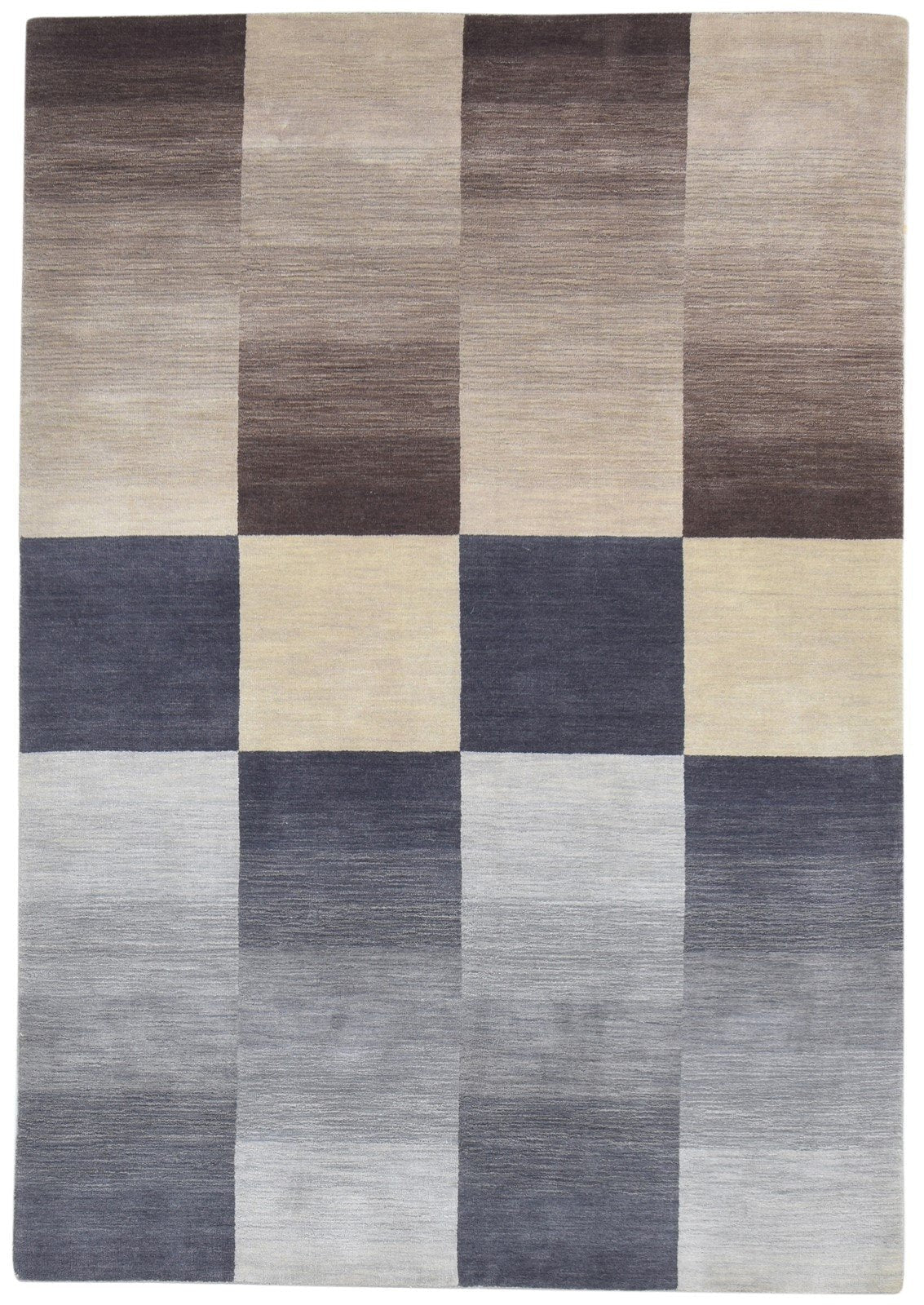 Dark Grey Wool Rug 5X8 Modern Handloom Scandinavian Geometric Room Size Carpet 