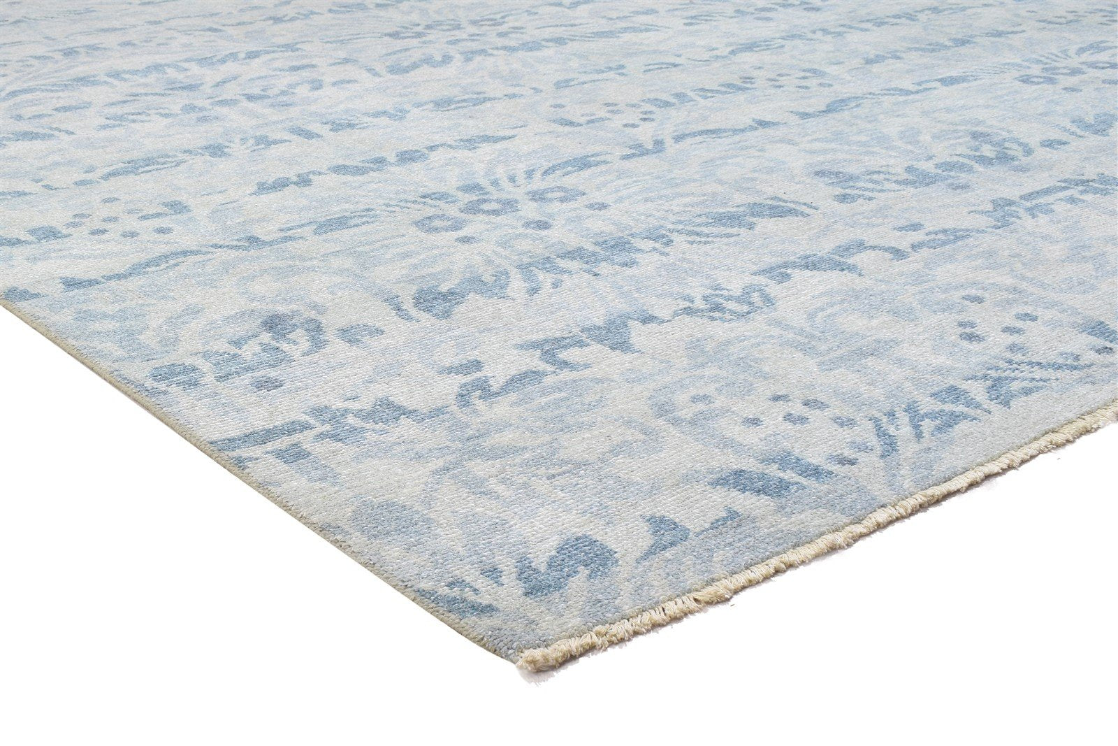 Blue Wool Rug 8' X 10' Modern Hand Knotted Moroccan Floral Large Carpet 