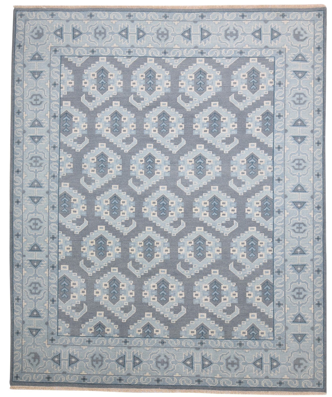 Hand Knotted Grey Wool Rug 8' X 10' Persian Oriental Paisley Large Carpet 