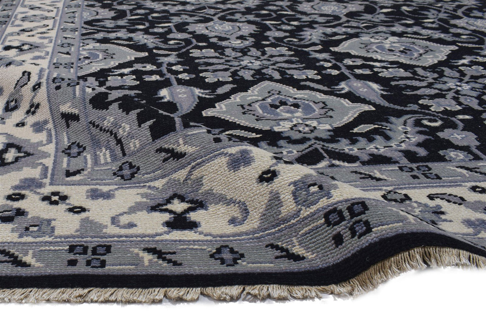 Wool Black Rug 8' X 10' Persian Hand Knotted Oushak Oriental Large Carpet 