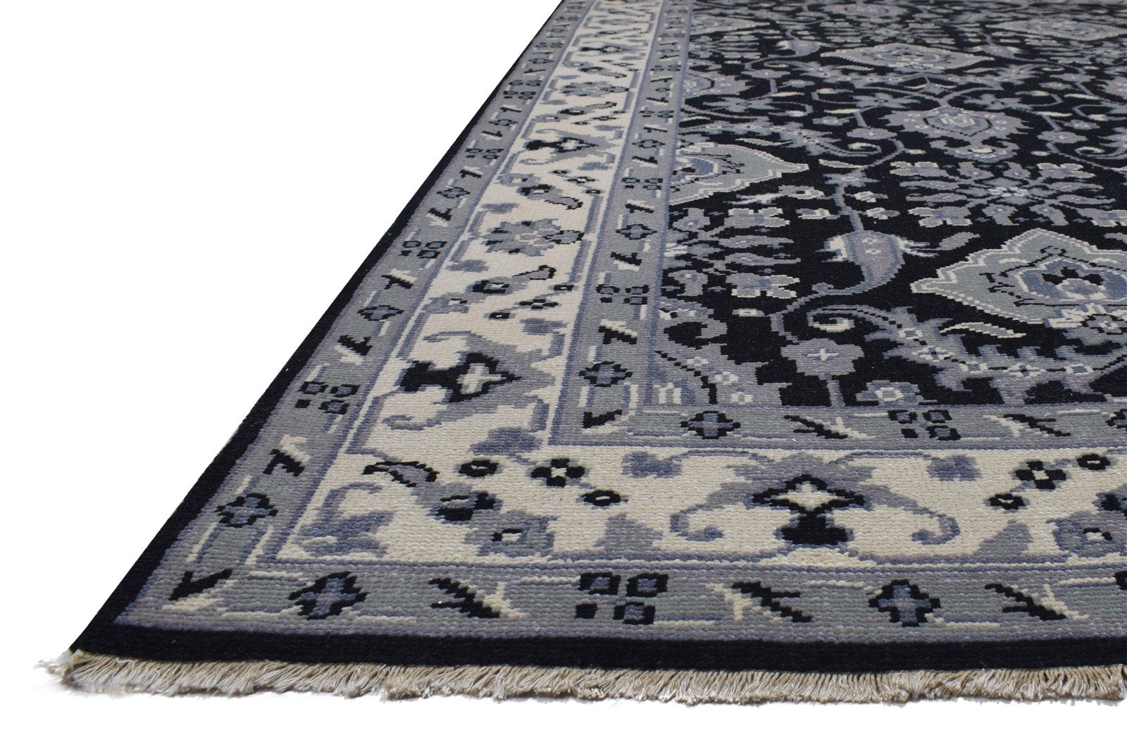 Wool Black Rug 8' X 10' Persian Hand Knotted Oushak Oriental Large Carpet 