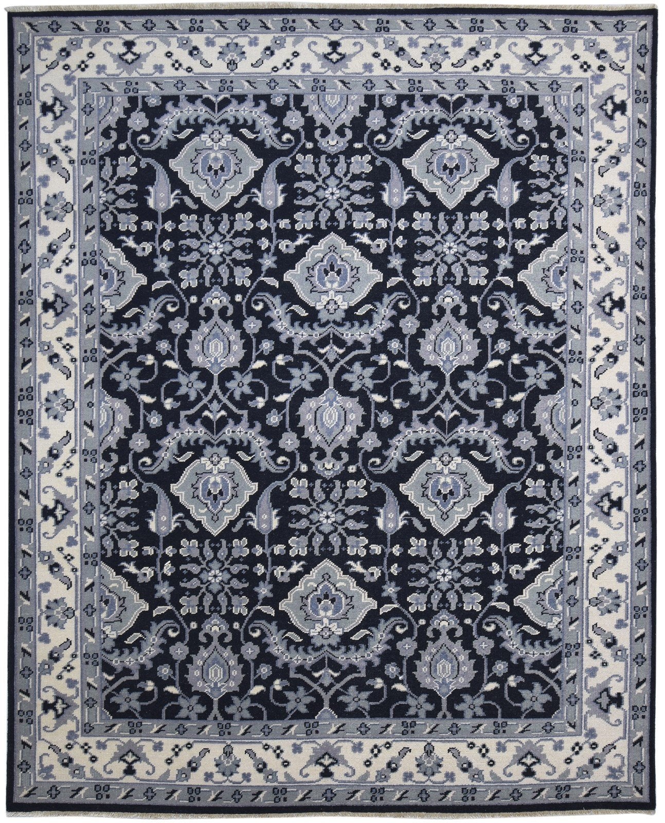 Wool Black Rug 8' X 10' Persian Hand Knotted Oushak Oriental Large Carpet 