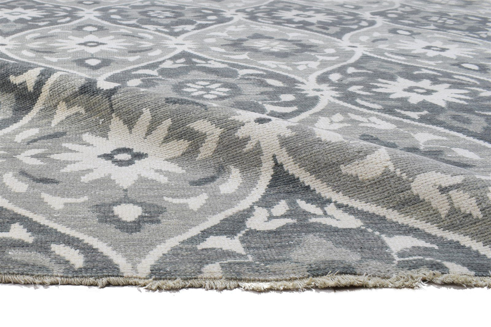 8' X 10' Rug Wool Dark Grey Modern Hand Knotted Moroccan Trellis Large Carpet 