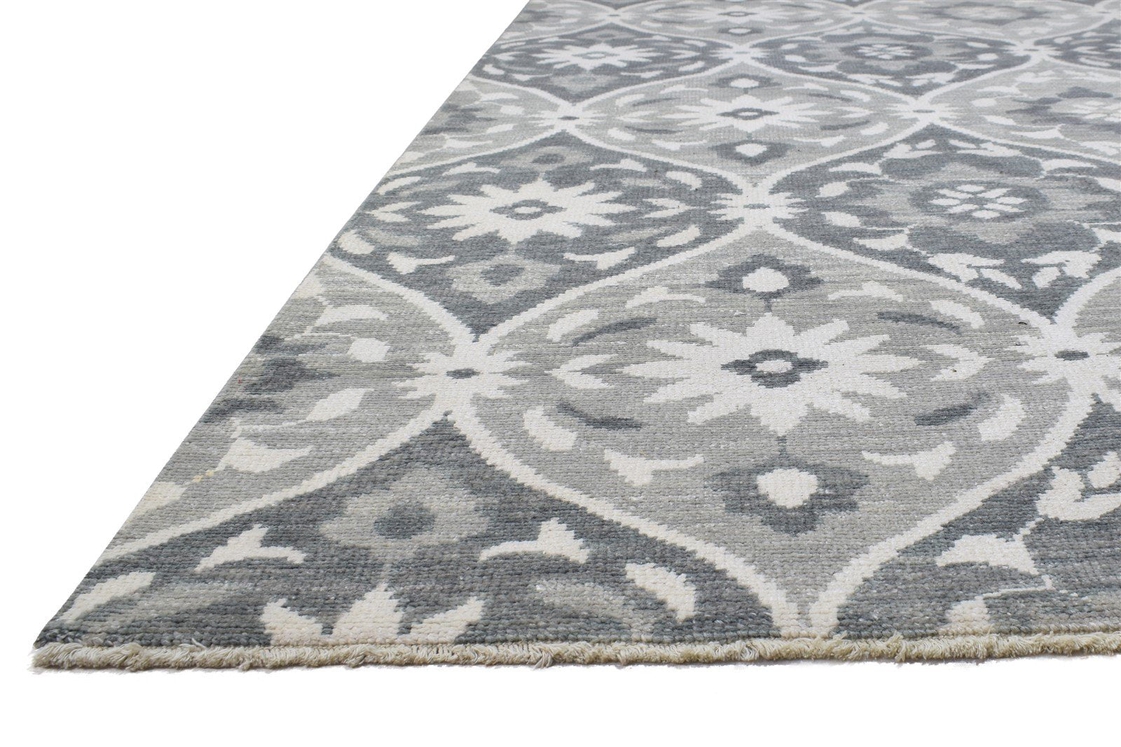 8' X 10' Rug Wool Dark Grey Modern Hand Knotted Moroccan Trellis Large Carpet 